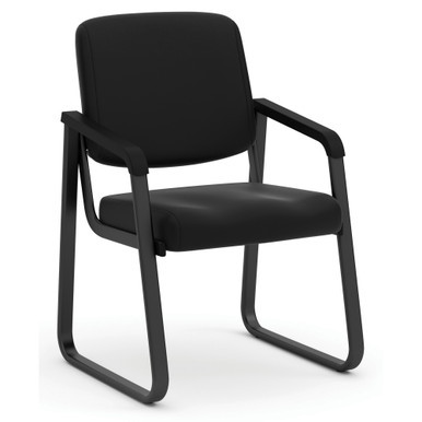 Value Sled Base Guest Chair with Antimicrobial PU Leather and Black Frame