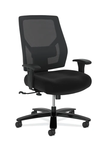 HON Crio Big and Tall Executive Chair, Black Mesh Back and Fabric Seat, 3/4 Front View