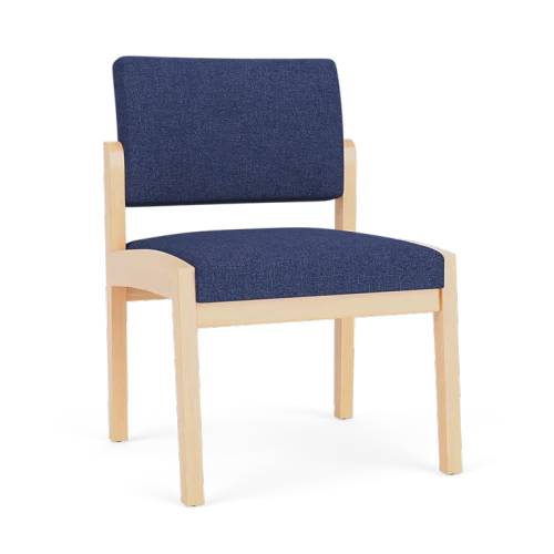 Lesro Lenox Wood Frame Armless Guest Chair, Archetype Admiral Back Upholstery, Archetype Admiral Seat Upholstery, Natural Frame Finish, 3/4 View