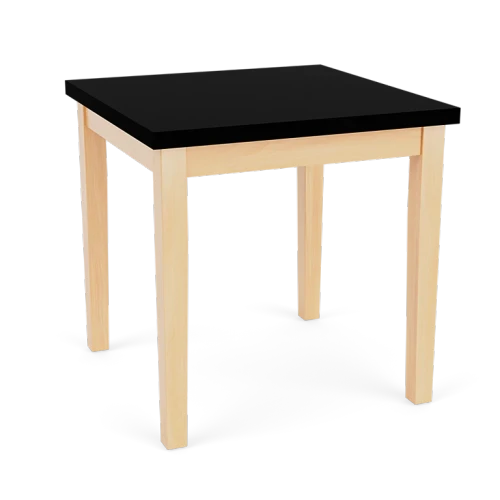 Lesro Lenox Wood End Table, Black Laminate Top, Natural Frame Finish, 3/4 View