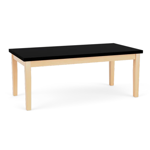 Lesro Lenox Wood Coffee Table, Black Laminate Top, Natural Frame Finish, 3/4 View