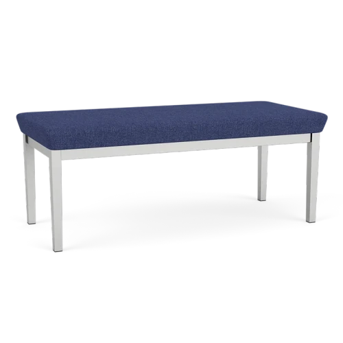 Lesro Lenox Steel Two Seat Bench, Archetype Admiral Seat Upholstery, Silver Frame Finish, 3/4 View