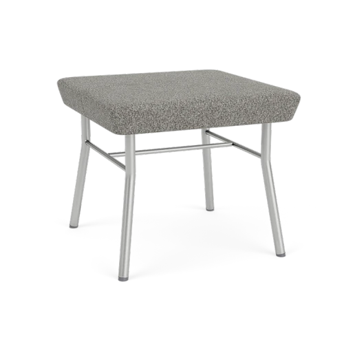 Lesro Mystic One Seat Bench, Connelly Dove Seat Upholstery, Silver Frame Finish, 3/4 Front View