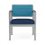 Lesro Lenox Steel Frame Oversize Guest Chair, Tripod Surf Back Upholstery, Patriot-Plus Imperial-Blue Seat Upholstery, Silver Frame Finish, Optional Black Polyurethane Arm Pads, Front View