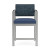 Lesro Lenox Steel Frame Hip Chair, Boothby Bisbee Back Upholstery, Silvertex Sapphire Seat Upholstery, Silver Frame Finish, Optional Black Polyurethane Arm Pads, Front View