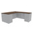 HON 10500 Series, L-Shape Desk with Two Pedestals, Pinnacle Top, Designer White Chassis, 3/4 View