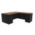 HON 10500 Series, L-Shape Desk with Two Pedestals, Bourbon Cherry Top, Black Chassis, 3/4 View