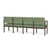 Lesro Lenox Steel Five Seat Sofa, Whisper Herbal Back Upholstery, Whisper Herbal Seat Upholstery, Silver Frame Finish, 3/4 Rear View