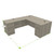 HON 10500 Series, L-Shape Desk with Two Pedestals, Kingswood Walnut Finish, 3/4 View, Overall Dimensions