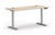 HON Coordinate, Sit Stand Height Adjustable Base, 2-Stage, Silver, MOD Top, Desert Oak Finish, Black Grommets, 60" x 24", 3/4 View