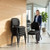 HON Scatter, Black Bonded Leather Seat and Back Upholstery, Armless, Post Legs, Stacking Chairs