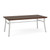 Lesro Mystic Coffee Table, Riftwood Walnut Top, Silver Legs, 3/4 Front View