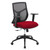 OfficeSource, Starlight Mid Back Task Chair, Black Mesh Back, Red Fabric Seat Upholstery, 3/4 Front View