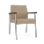 Lesro Mystic Guest Chair, Connelly Wren Upholstery, Silver Frame Finish, Walnut Armcaps, 3/4 Front View