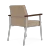 Lesro Mystic Guest Chair, Connelly Wren Upholstery, Silver Frame Finish, Walnut Armcaps, 3/4 Rear View