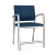 Lesro Newport Oversize Hip Chair, Patriot-Plus Blue-Ridge Upholstery, Silver Frame Finish, 3/4 Front View