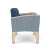 Lesro Belmont Bariatric Chair, Silvertex Sapphire Seat and Back, Rise Rain-Song Arm Panels, Natural Finish, Side View