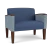 Lesro Belmont Bariatric Chair, Silvertex Sapphire Seat and Back, Rise Rain-Song Arm Panels, Walnut Finish, 3/4 Front View