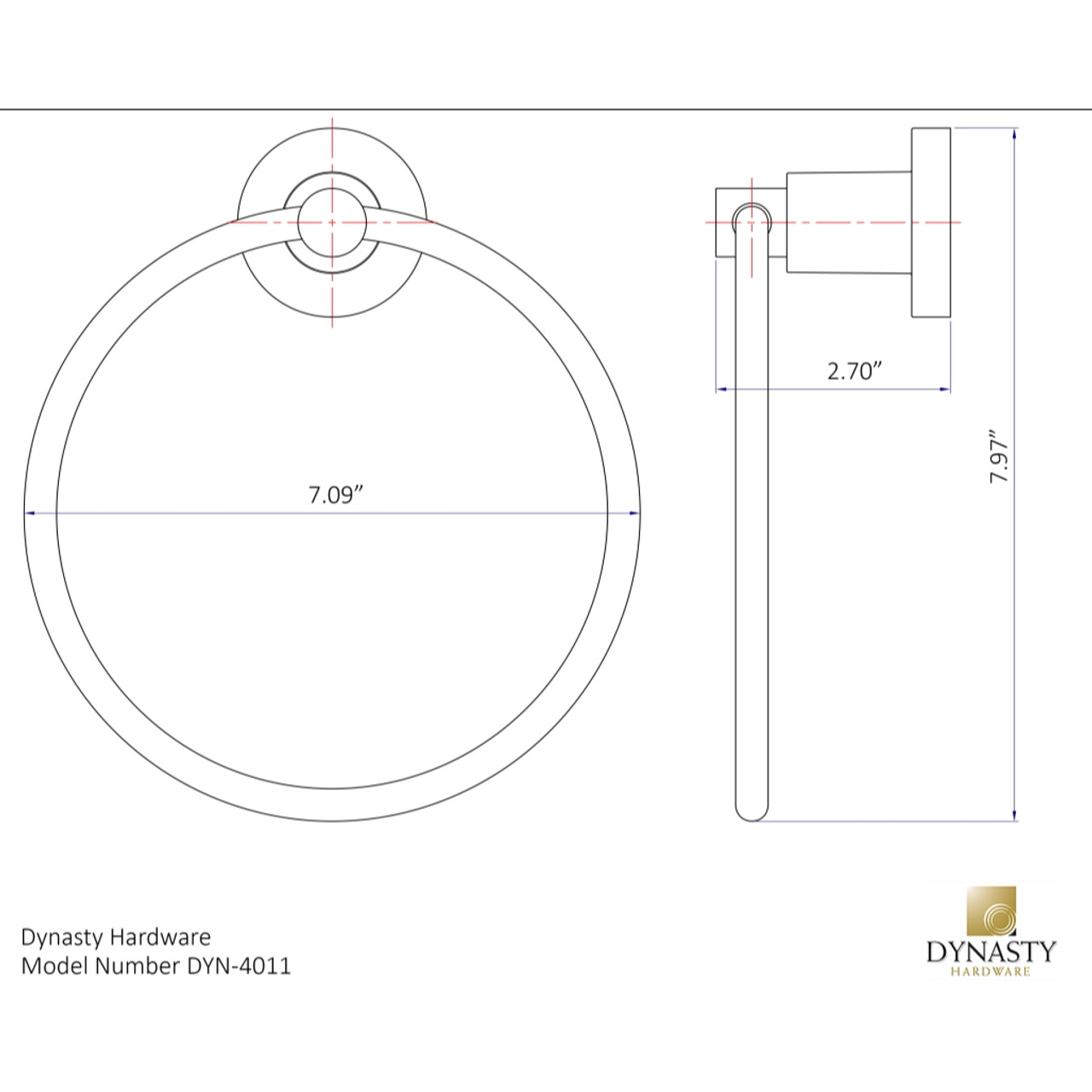 Dynasty Hardware 4011-CM Manhattan 6-1/2-Inch Diameter Towel Ring, Polished Chrome