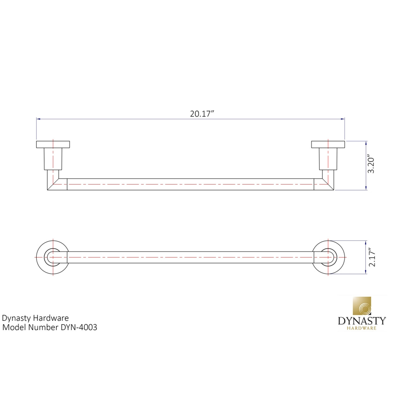 Dynasty Hardware 4003-ORB Manhattan 18" Single Towel Bar Oil Rubbed Bronze