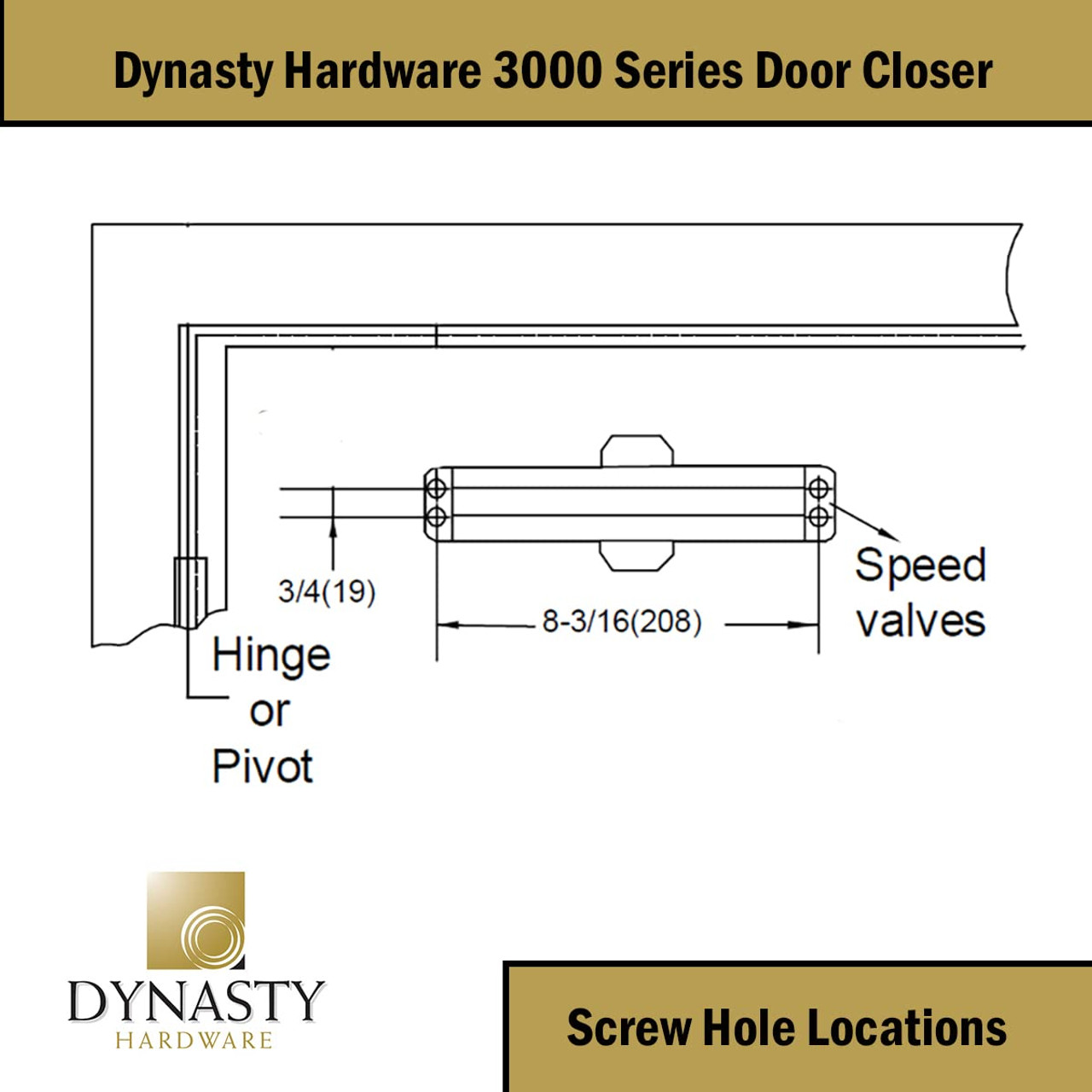 Dynasty Hardware 3000-DURO Commercial Grade Door Closer, Size 3 Spring,  Duronotic/Brown