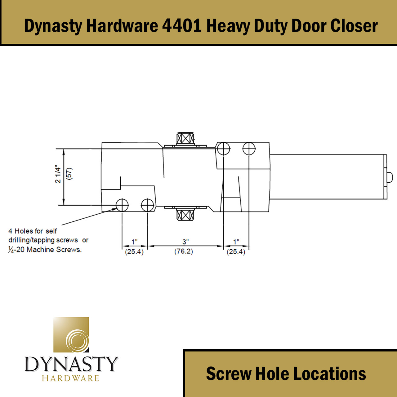 Dynasty Hardware 4401-ALUM Heavy Duty Commercial Door Closer, Aluminum