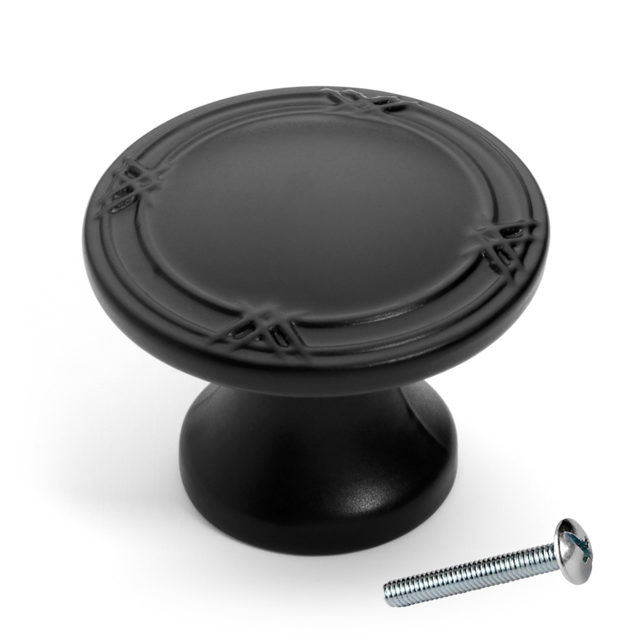 Dynasty Hardware K-4001-FB Ribbon and Reed Cabinet Knob, Flat Black