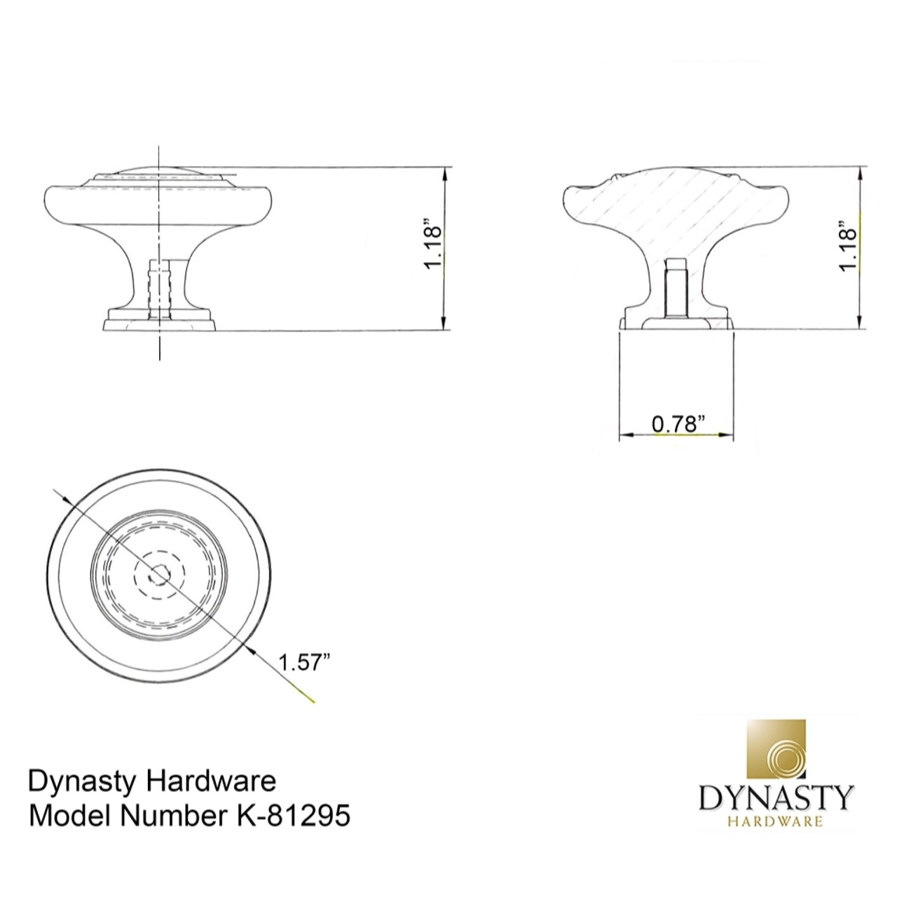 Dynasty Hardware K-81295-SN Three Ring Cabinet Knob, Satin Nickel