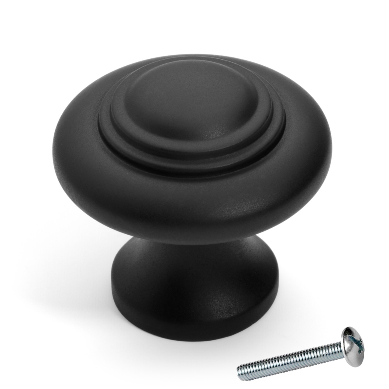 Dynasty Hardware K-9229-FB Concentric Cabinet Hardware Knob, Flat Black