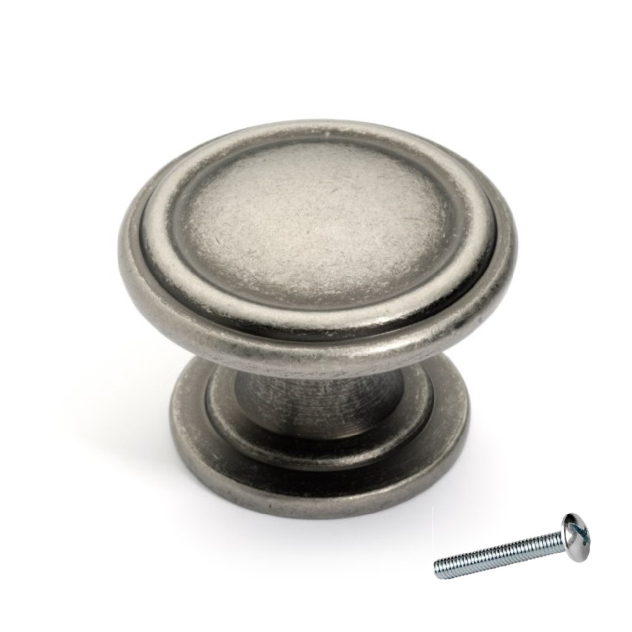 Dynasty Hardware K-8038-S-AN Two Ring Cabinet Knob, Antique Nickel