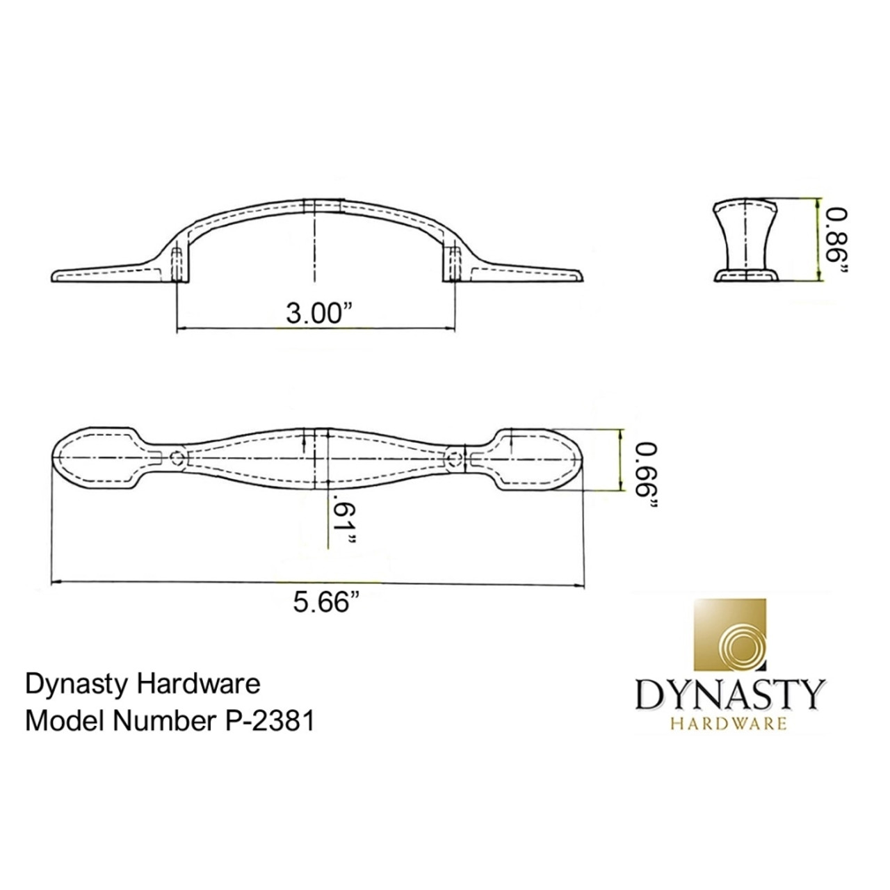 Dynasty Hardware  P-2381-FB Classic Cabinet Pull Flat Black