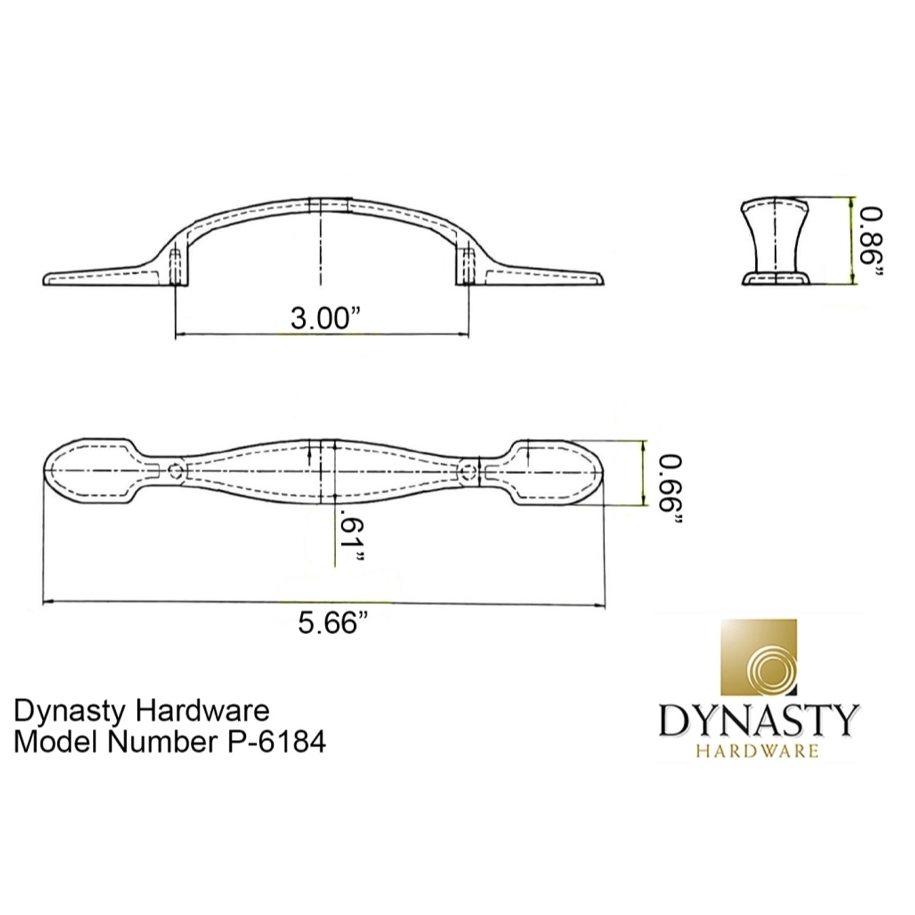 Dynasty Hardware P-6184-10B Classic Cabinet Hardware Pull, Oil Rubbed Bronze