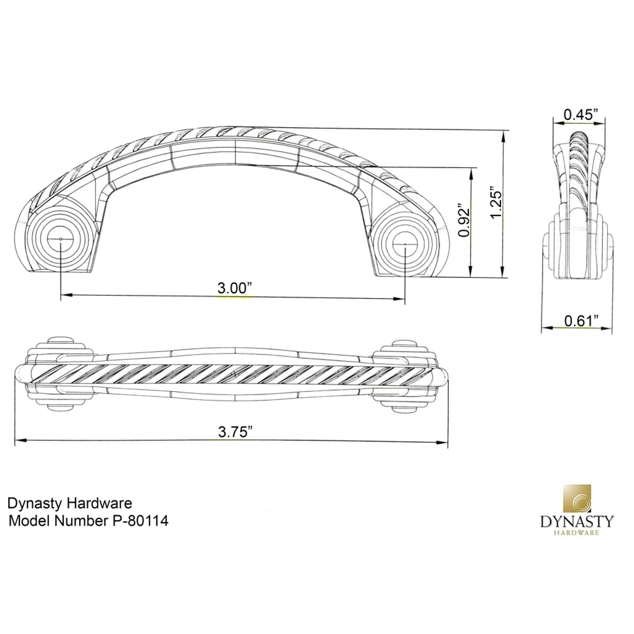 Dynasty Hardware P-80114-12P Rope Cabinet Hardware Pull, Aged Oil Rubbed Bronze