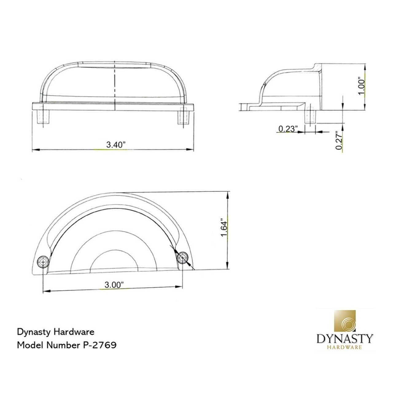 Dynasty Hardware P-81094-10B Cabinet Hardware 3-3/4-Inch CTC Pull Oil Rubbed Bronze