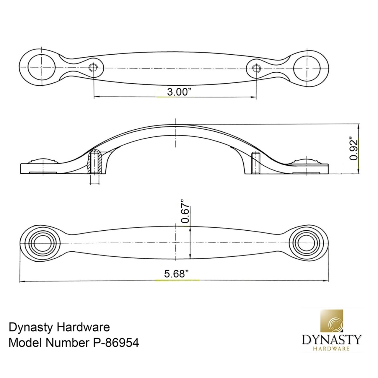 Dynasty Hardware P-86954-12P Arched Cabinet Hardware Pull, Aged Oil Rubbed Bronze