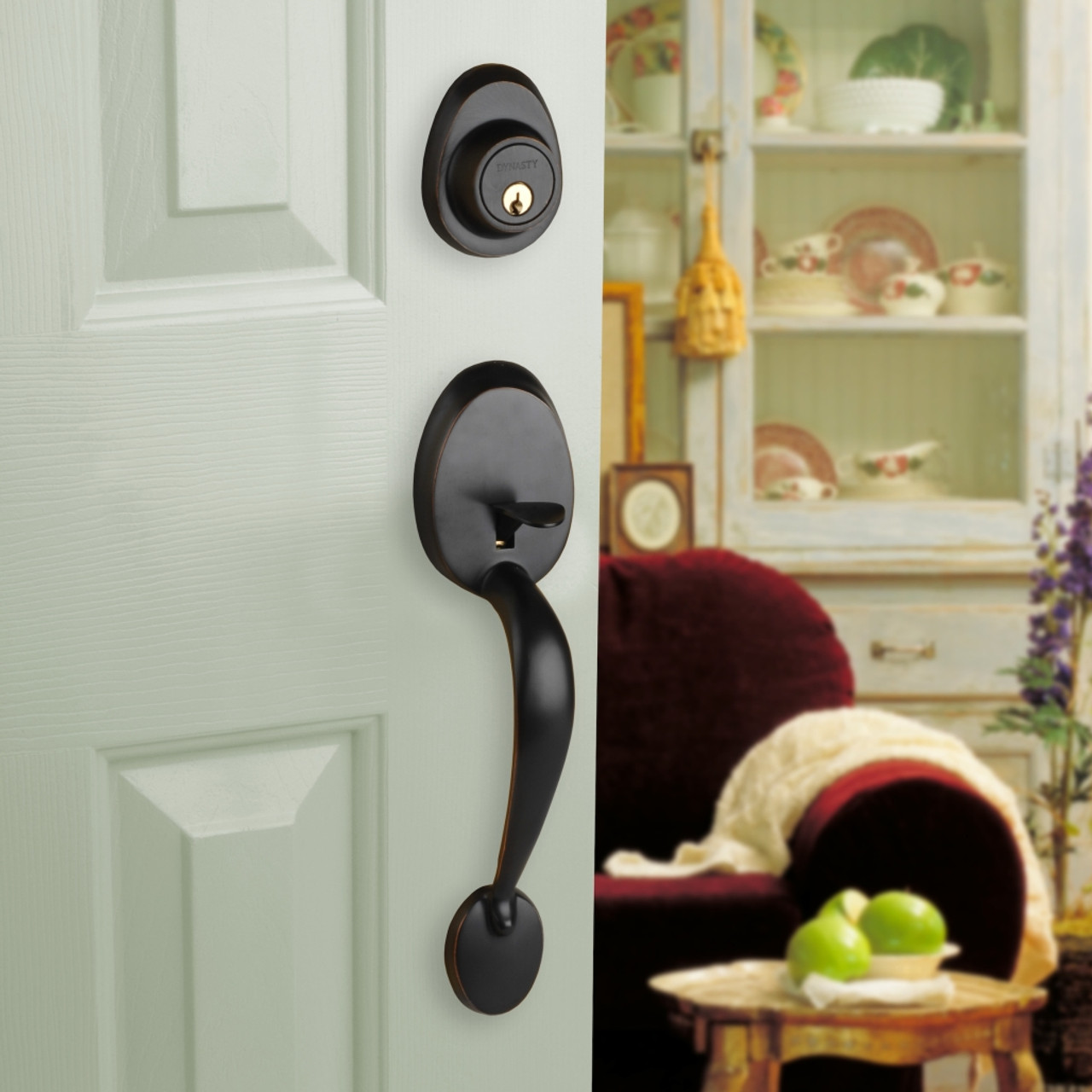 Dynasty Hardware COL-ASP-100-12P Colorado Front Door Handleset, Aged, Oil Rubbed Bronze with Aspen Knob