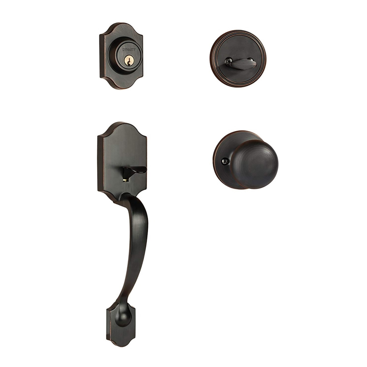 Dynasty Hardware DEN-TAH-100-12P Denver Front Door Handleset, Aged, Oil Rubbed Bronze with Tahoe Knob