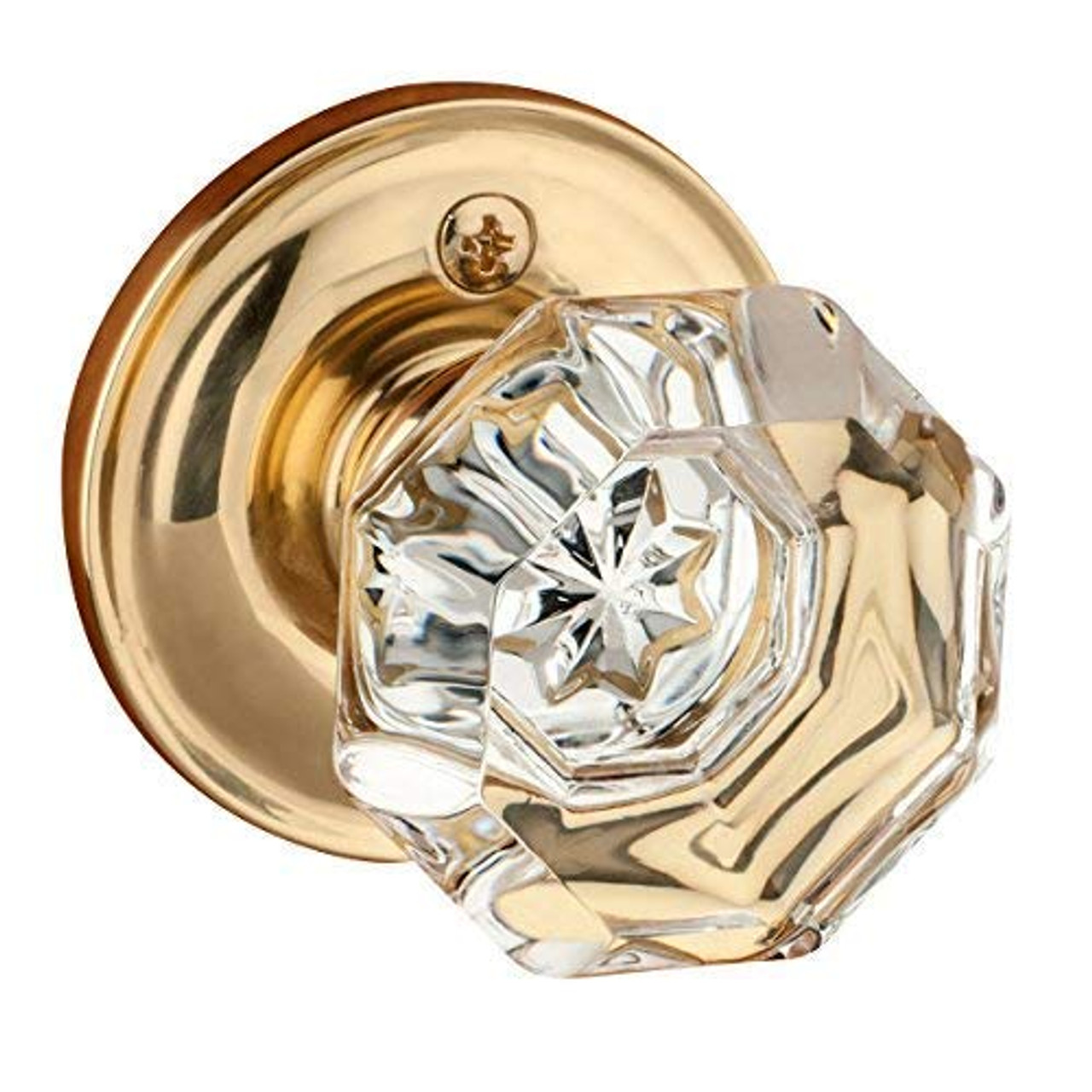 Dynasty Hardware Classic Rosette, Crystal Style Door Knob, Individual Dummy  Door Knob, Polished Brass