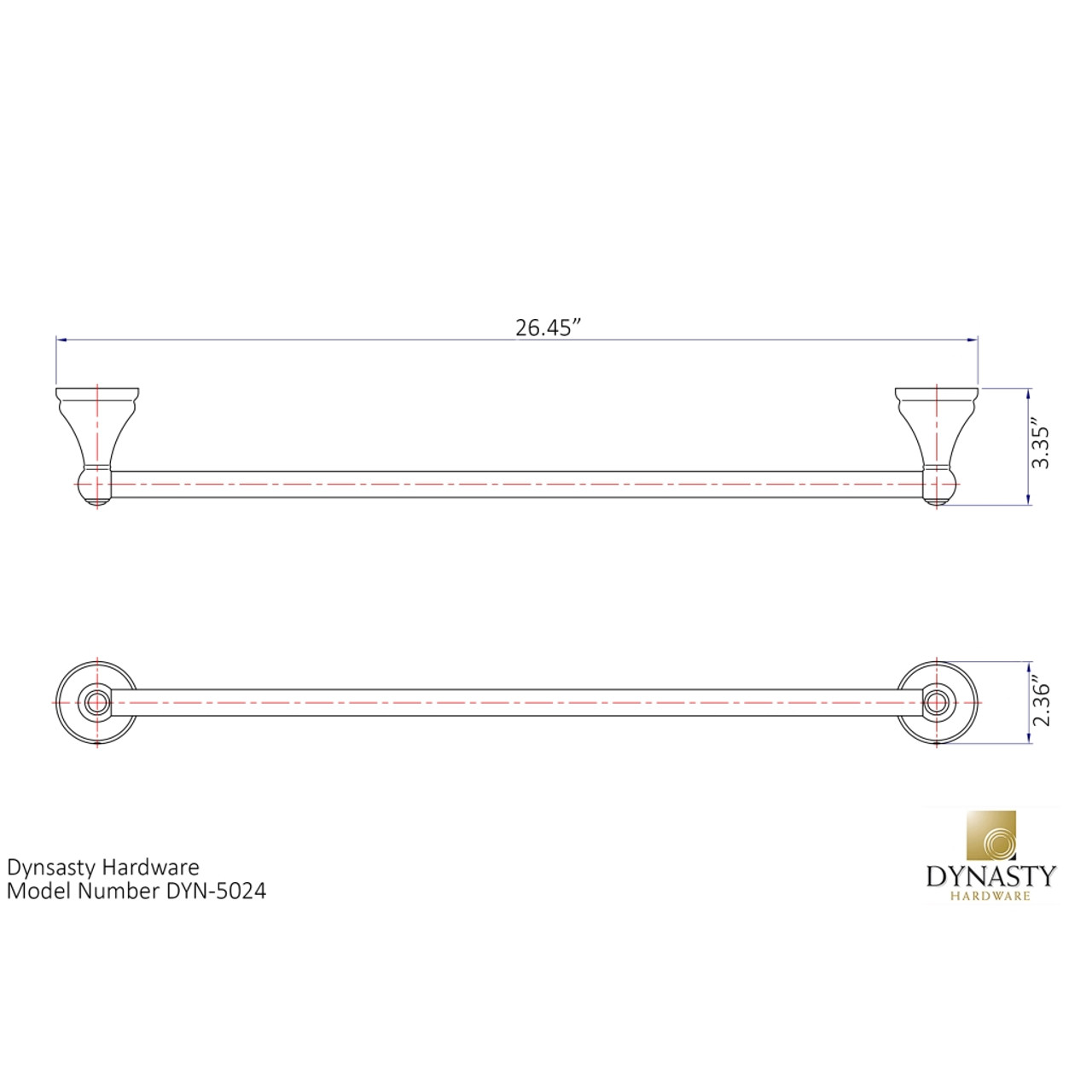 Dynasty Hardware 5024-ORB Brentwood 24 Inch Single Towel Bar Oil Rubbed Bronze