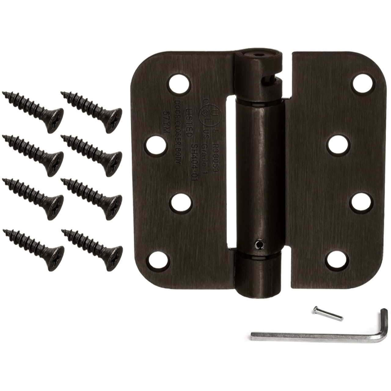 Dynasty Hardware 4" x 4" Mortise Spring Hinge with 5/8" Radius Corners, Oil Rubbed Bronze - Pack Of 2 Hinges