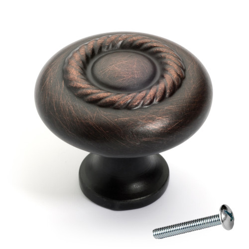 Dynasty Hardware K-80117-10B Rope Cabinet Knob, Oil Rubbed Bronze