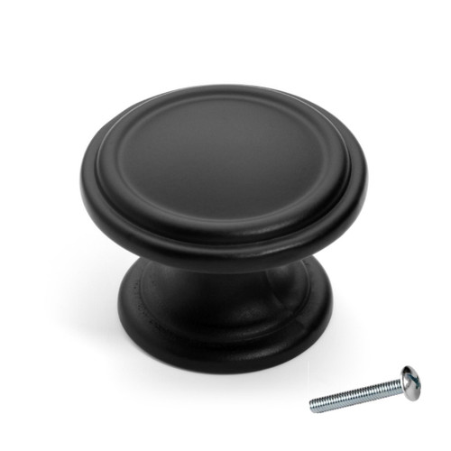 Dynasty Hardware K-8038-S-FB Two Ring Cabinet Knob, Flat Black