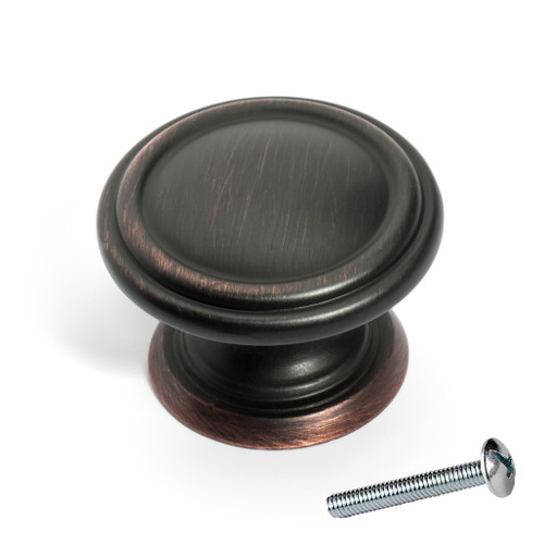 Dynasty Hardware K-8038-S-12P Two Ring Cabinet Knob, Aged Oil Rubbed Bronze