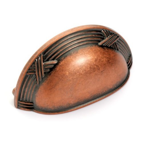 Dynasty Hardware P-3455-AC Ribbon and Reed Cabinet Hardware Bin Pull, Antique Copper