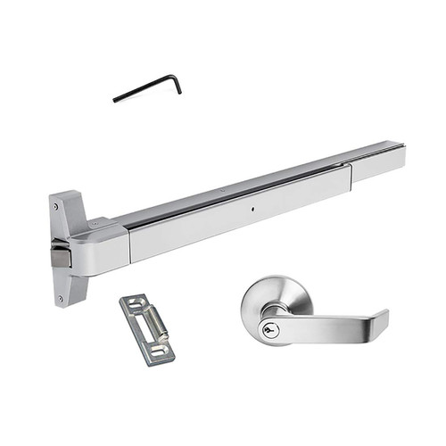 Dynasty Hardware Push Bar Panic Exit Device Aluminum, With Exterior Lever Dynasty Hardware Push Bar Panic Exit Device Aluminum, With Exterior Lever