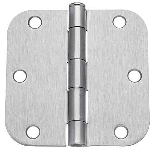Dynasty Hardware 5/8" Radius 3-1/2" x 3-1/2" Door Hinges Satin Nickel, 2 Pack