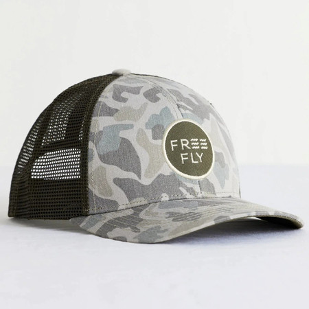 Free Fly Camo Trucker Hat | Breathable, Lightweight & Adventure-Ready