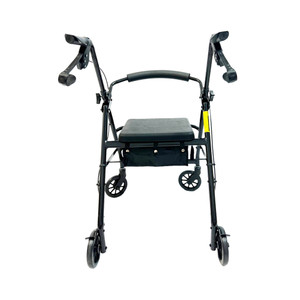 4 Wheel Aluminum Rollator,6" Casters, Flip up curved padded backrest, Loop-lock hand brakes, PU Seat, Weight capacity:220LBS, Color: Blue