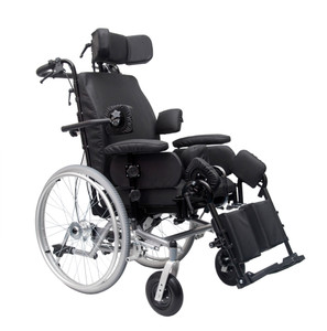 Rehab Tilt-in-Space - Adult, 18" Wide Tilt & Recline wheelchair with headrest, leg rests and anti-tippers, Weight limit:250lbs