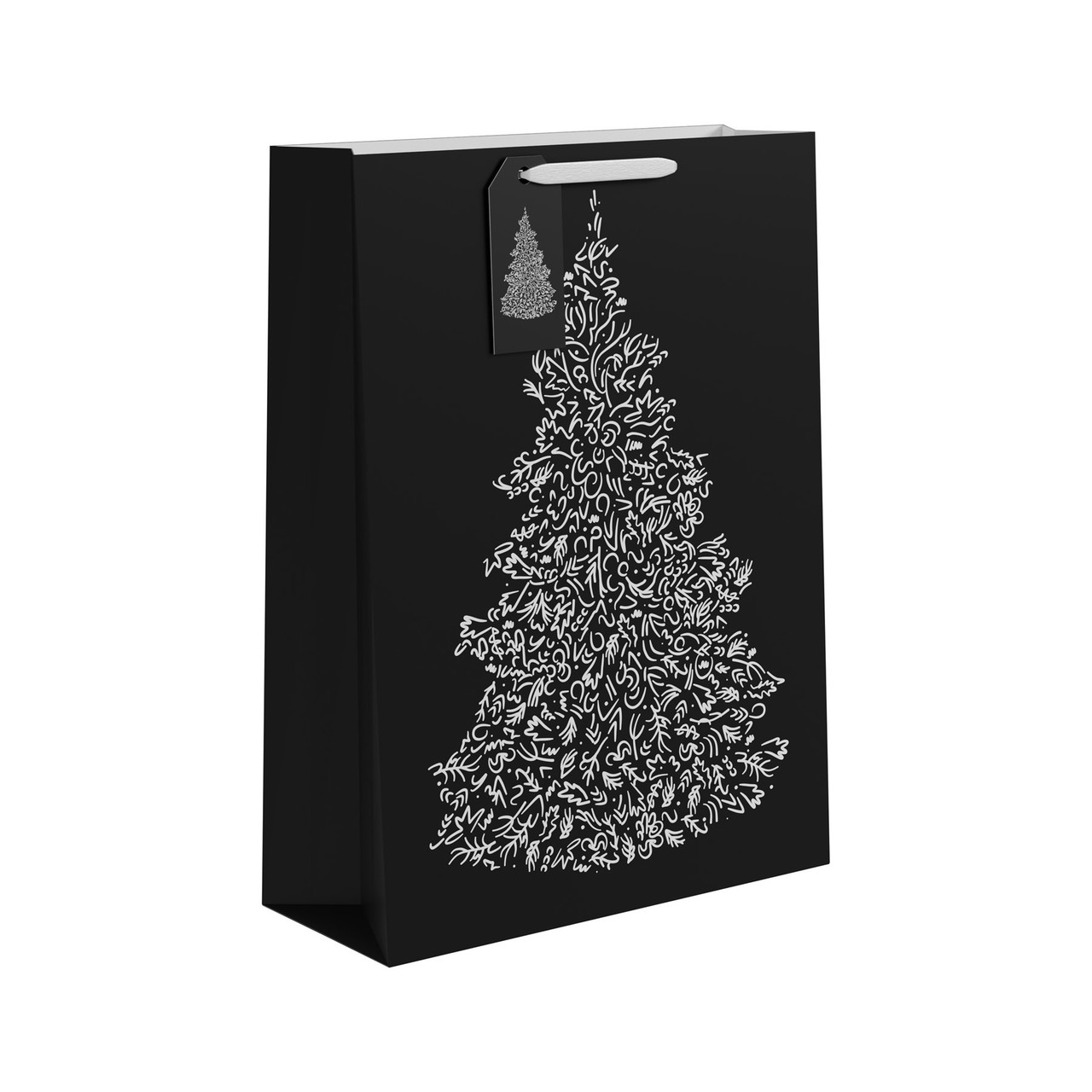 Black White Christmas Tree Gift Bag (Extra Large)